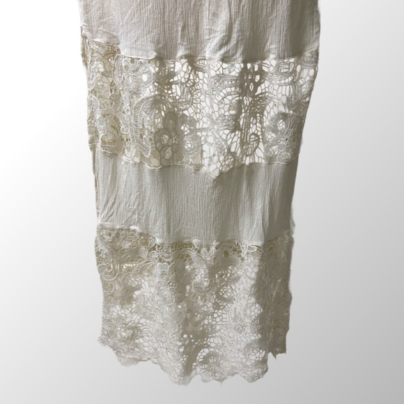 VANITY Cream Lace Halter Maxi Dress size small boho, coastal cowgirl - Picture 3 of 7